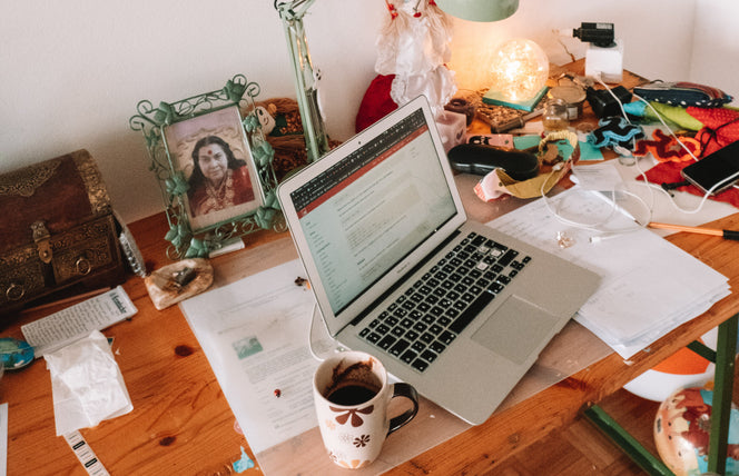 Messy and creative home office 