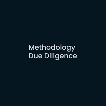 Dark blue background with light grey text saying methodology due diligence